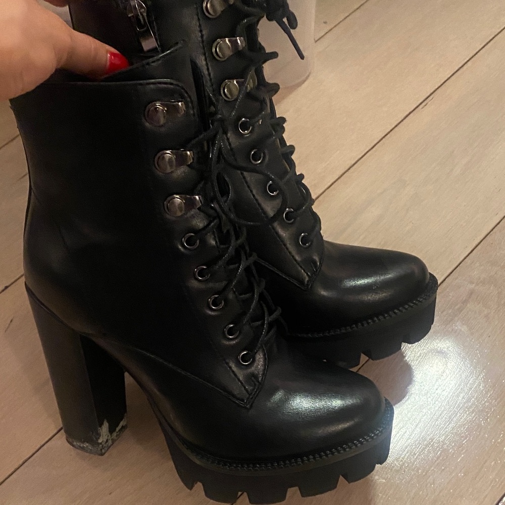 Black Lace-Up Ankle Boots